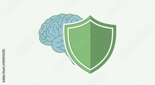 Brain Protection Concept with Shield and Cerebrum Illustration