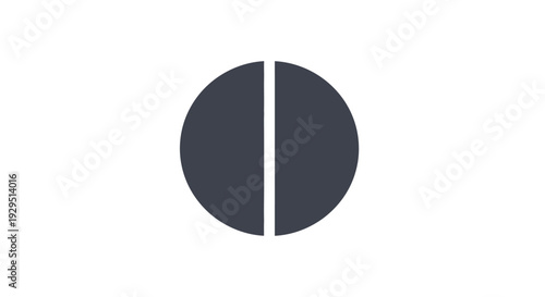 Dark gray divided circle shape.