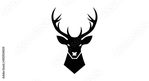 Deer head with antlers silhouette logo.