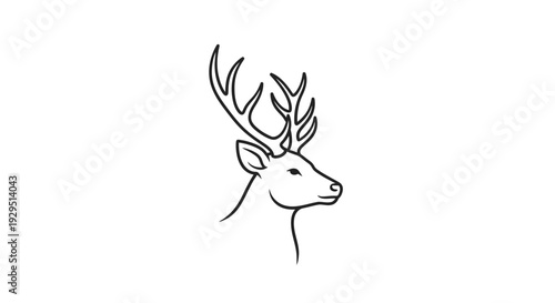 Deer head with antlers profile view.