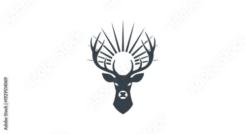 Fototapeta Deer head with sunburst antlers design.