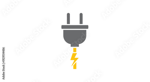 Electric plug with yellow lightning.