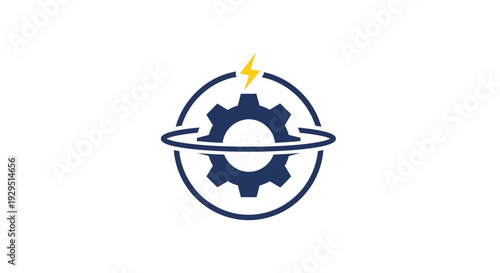 Gear Icon with Circle and Flame.