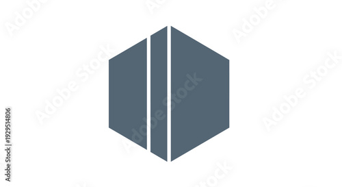 Gray 3D Hexagon Shape Icon.