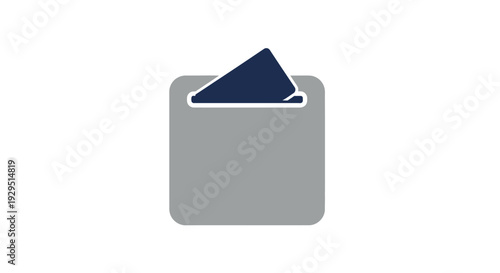 Gray box with blue triangle.