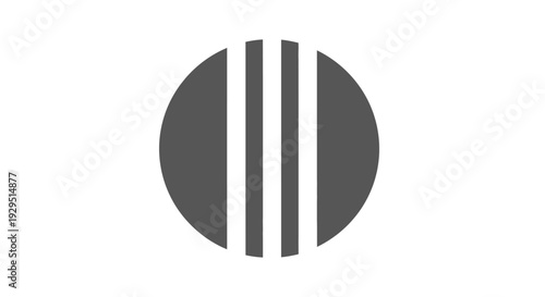 Gray circle with vertical stripes.