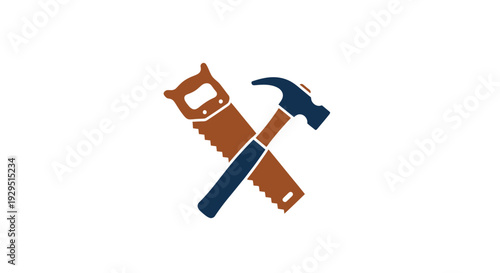 Hammer and saw crossed tools.