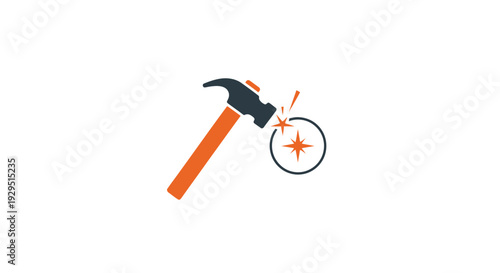 Hammer Striking Nail Head Illustration.