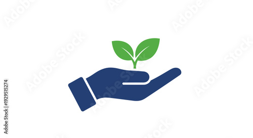 Hand Holding Green Sprout Illustration.