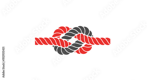 Knot made of red and black ropes.