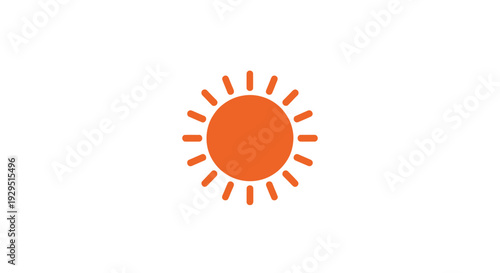 Simple Orange Sun Icon with Rays.