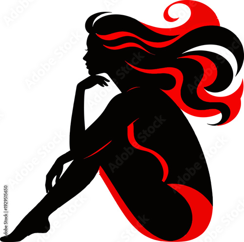 Modern Female Silhouette with Abstract Hair Vector