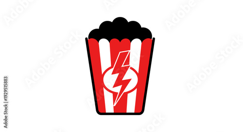 Cartoon Popcorn Bucket with Lightning Bolt.