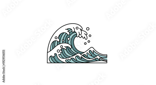 Large Ocean Wave Crashing Water.