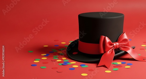 April fools day celebration with top hat and confetti