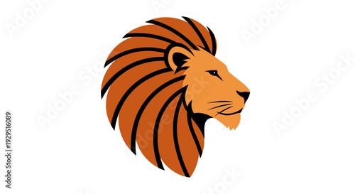 Lion Head Illustration with Orange Mane.