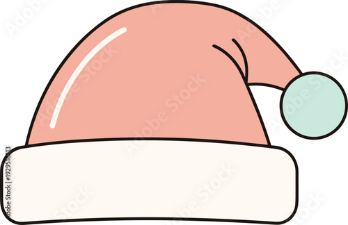 Vibrant pink Santa hat with white trim and green pom pom