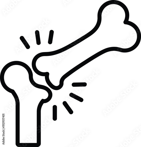 Broken Bone Icon – Fracture Injury Medical Line Art Vector Illustration