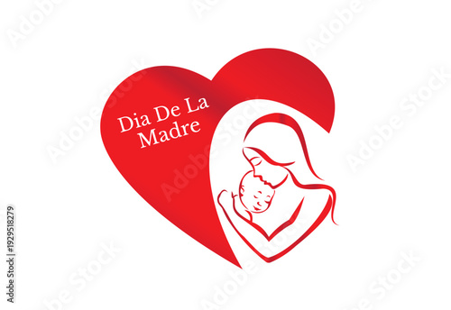 Happy Mother’s Day illustration with mom hugging children and Spanish text “Feliz Día de la Madre