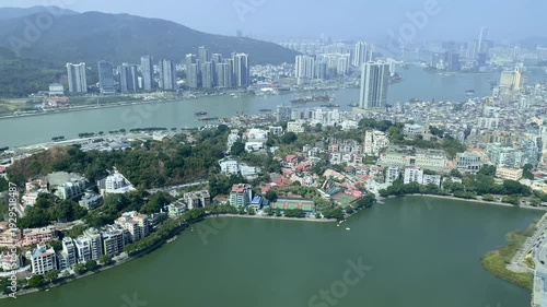 Macau Peninsula and A-Ma Temple Area Viewed from Macau Tower Observation Deck.