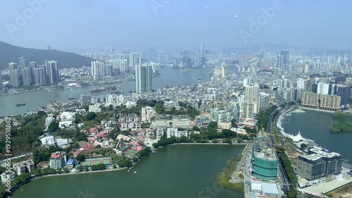 Macau Peninsula and A-Ma Temple Area Viewed from Macau Tower Observation Deck.