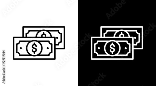 Banknote Icon Sheet Black And White