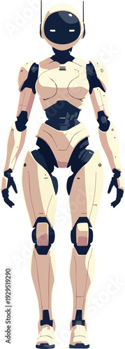 robot umanoide uomo donna  in piedi mezza figura o figura intera  vettoriale 
