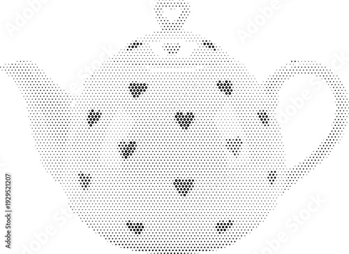 Teapot vector heart pattern isolated white kitchenware beverage hot drink ceramic