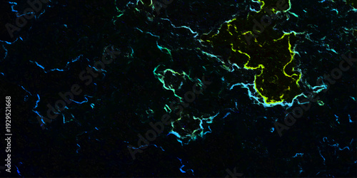 Vector Abstract artwork showcasing fluorescent neon lines on a dark background, evoking a sense of the cosmos.  Design