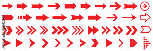 Arrow icons set.Arrow collection. Simple arrow big set. Vector Illustration Collection of red arrows and icons for navigation and direction symbols