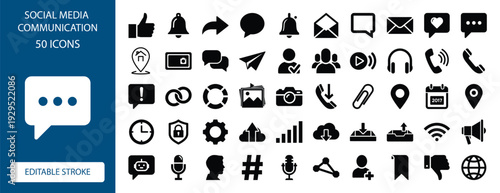 Social Media Icons Communication Set Business Marketing Design Elements