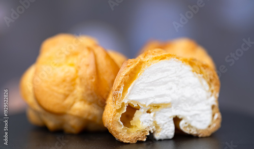 of airy choux pastry with cream