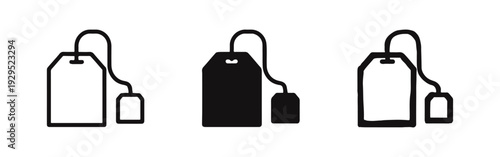 Teabag Icons Set. Hot Beverage, Tea Drink, and Relaxation Symbols.