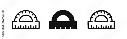 Protractor Icons Set. Geometry, Math, and Measurement Tool Symbols.