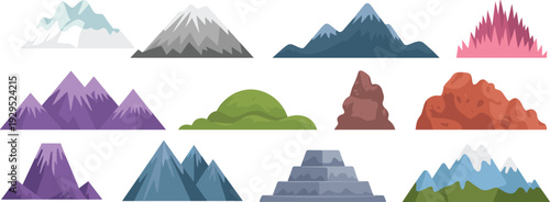 Various colorful mountain and hill in different shapes and colors mountains hills 1 purple green