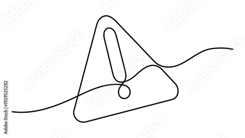 Dangerous sign line continuous drawing One line dangerous sign, Stop Alert Attention Continuous One Line Illustration, Warning sign symbol abstract line art illustration