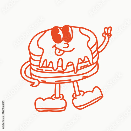 pancake retro cartoon character illustration