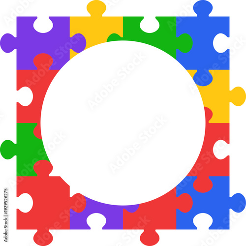Colorful Jigsaw Puzzle Frame Border