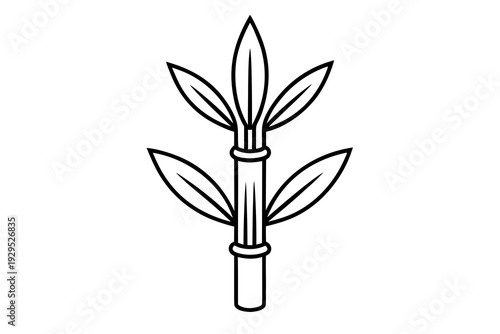 Wallpaper Mural A minimalist black outline icon presenting a single bamboo stalk with three pairs of distinct leaves, emphasizing simplicity, clarity, and natural form. Torontodigital.ca
