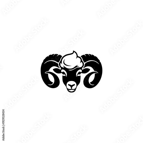 silhouette goat head vector logo design template