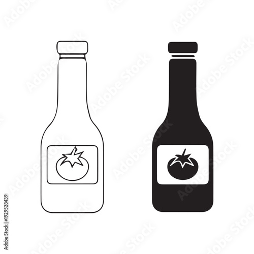 Ketchup icon. Ketchup icon on a white background, isolated. The icon has three uses in applications and websites. Vector illustration. Ketchup icon on a white background