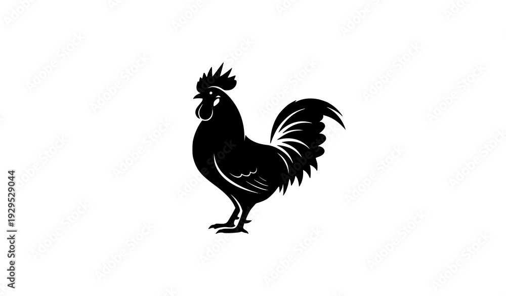 Fototapeta premium Minimal Black Rooster Icon – Poultry Silhouette Logo Vector Illustration