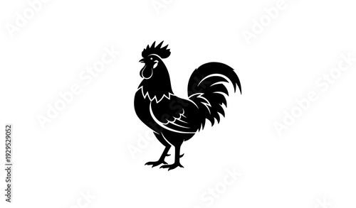 Rooster Silhouette Logo Vector – Black Chicken Farm Icon Design