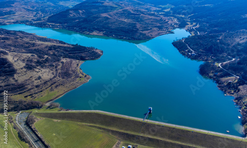 Bild auf Leinwand Aerial view of Bezid reservoir in Mures county - Romania