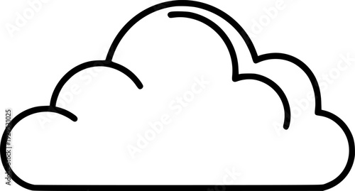 Modern minimalist one continuous line drawing representing a stylized cloud shape perfect for weather forecasts, digital user interfaces