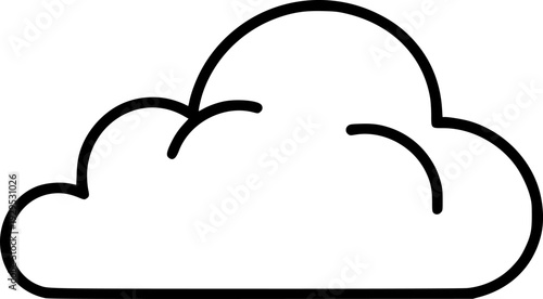 Modern minimalist one continuous line drawing representing a stylized cloud shape perfect for weather forecasts, digital user interfaces
