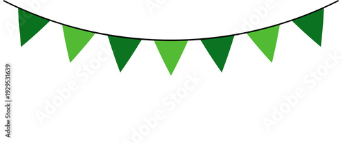 Green triangle bunting flags isolated transparent background