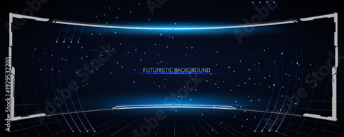 Futuristic design with light lines and dots in a dark space showing a modern digital background