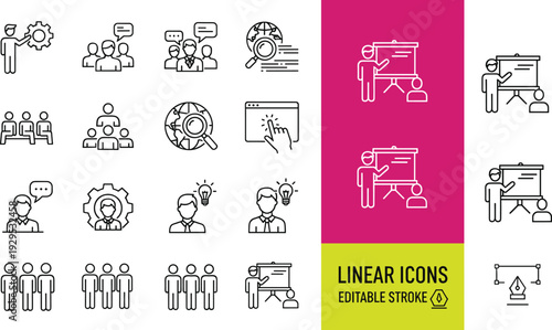Vector line icons for vaccination healthcare professionals medical immunization patient care and clinical diagnostic treatment services
