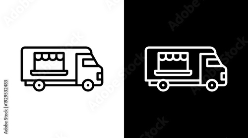 Food Truck Icon Sheet Black And White